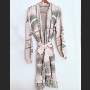 Pol geo shape duster cardigan Boho sweater size large